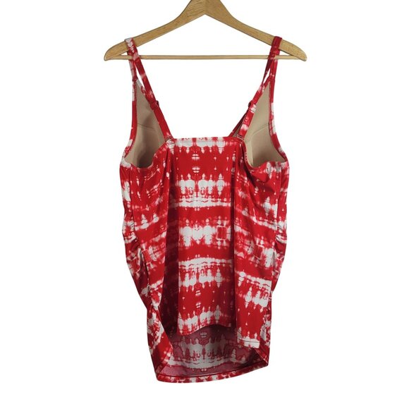 Cacique Swim Tankini Red White 40DD Adjustable Strap Underwire Bra Top Tie Dye - Picture 4 of 11